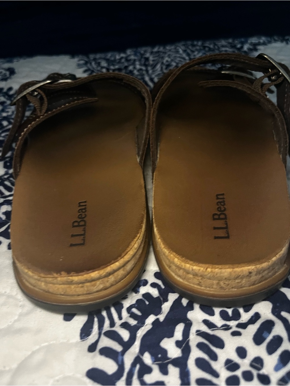 L.L. Bean Dark Brown Double-Buckle Leather Slide Sandals - Picture 4 of 10